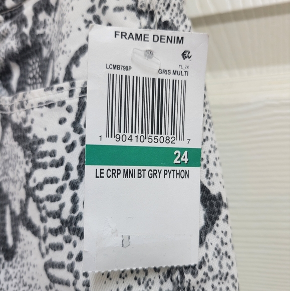 Frame Denim Womens Python Print Mid-Rise Cropped Jeans - Picture 8 of 10